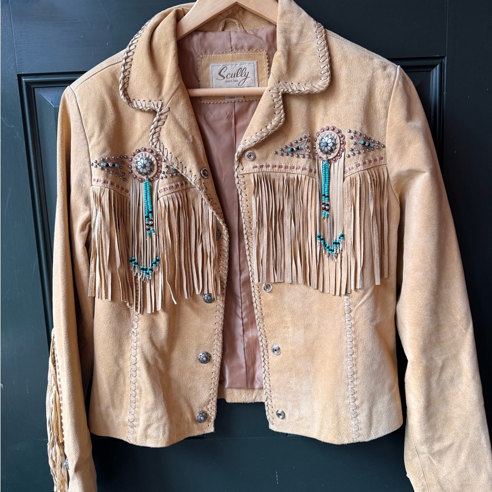 Scully Tan Suede Fringe Jacket